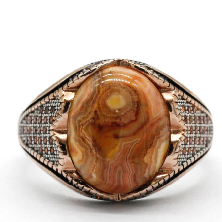 Anillo de plata 925 para hombre con piedra de ágata loca Natural, joyería de oro rosa, regalos del Día de San Valentín, anillos de compromiso para hombre y mujer Anillo de plata 925 para hombre con piedra de ágata loca Natural, joyería de oro rosa, regalos del Día de San Valentín, anillos de compromiso para hombre y mujer