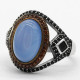 Anillo clásico hecho a mano de plata pura s925 a la moda con piedra de ágata azul natural para regalo de joyería de aniversario para hombres - malaquita tienda 36