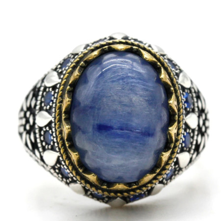 Anillo de plata S925 de cristal azul Natural hecho a mano para hombre, joyería auténtica de lujo Vintage Türkiye, regalo de aniversario para fiesta y Festival Anillo de plata S925 de cristal azul Natural hecho a mano para hombre, joyería auténtica de lujo Vintage Türkiye, regalo de aniversario para fiesta y Festival