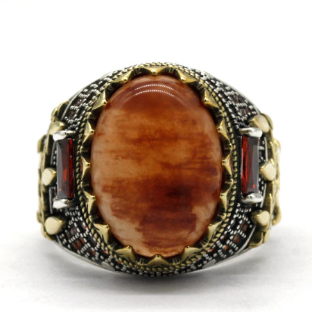 Anillo de Plata de Ley 925 con piedra de cuarzo Natural ovalada para hombre, diseño de ajuste de garra, moda Punk, regalo de joyas de fiesta Popular para hombre