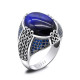 Anillo de plata de ley S925 para hombre, piedra de ojo de tigre Natural clásica Vintage Türkiye, regalo de aniversario para fiesta y vacaciones - malaquita tienda 36