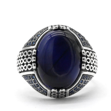 Anillo de plata de ley S925 para hombre, piedra de ojo de tigre Natural clásica Vintage Türkiye, regalo de aniversario para fiesta y vacaciones Anillo de plata de ley S925 para hombre, piedra de ojo de tigre Natural clásica Vintage Türkiye, regalo de aniversario para fiesta y vacaciones