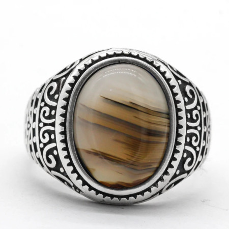 Anillo de plata 925 para hombre con piedra de ónix Natural del océano, joyería de plata, regalo del Día de San Valentín, anillos de compromiso para hombre y mujer Anillo de plata 925 para hombre con piedra de ónix Natural del océano, joyería de plata, regalo del Día de San Valentín, anillos de compromiso para hombre y mujer