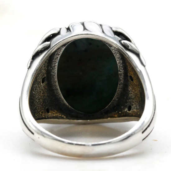 Plata de Ley 925 piedra de Fénix Natural hombres mujeres anillos de moda Punk hombres joyería anillos Tailandia plata novio regalo fiesta - malaquita tienda 36