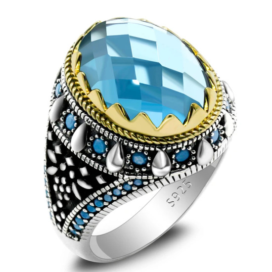 Anillo de circón cúbico de plata de ley S925 para hombres y mujeres, joyería Türkiye de alta calidad con gema roja ovalada, regalo de San Valentín Vintage - malaquita tienda 36