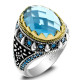 Anillo de circón cúbico de plata de ley S925 para hombres y mujeres, joyería Türkiye de alta calidad con gema roja ovalada, regalo de San Valentín Vintage - malaquita tienda 36