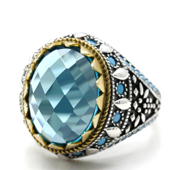 Anillo de circón cúbico de plata de ley S925 para hombres y mujeres, joyería Türkiye de alta calidad con gema roja ovalada, regalo de San Valentín Vintage - malaquita tienda 36