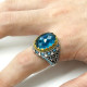 Anillo de circón cúbico de plata de ley S925 para hombres y mujeres, joyería Türkiye de alta calidad con gema roja ovalada, regalo de San Valentín Vintage - malaquita tienda 36