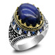 Joyería turca, anillo de Plata de Ley 925 con ojo de tigre azul Natural para hombre, anillos de joyería para hombre y mujer estilo Punk de circón Vintage - malaquita tienda 36