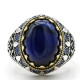 Joyería turca, anillo de Plata de Ley 925 con ojo de tigre azul Natural para hombre, anillos de joyería para hombre y mujer estilo Punk de circón Vintage - malaquita tienda 36