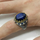 Joyería turca, anillo de Plata de Ley 925 con ojo de tigre azul Natural para hombre, anillos de joyería para hombre y mujer estilo Punk de circón Vintage - malaquita tienda 36