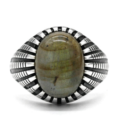 Anillo de labradorita Natural para hombres y mujeres, diseño clásico de estilo Punk, anillo turco de labradorita de Plata de Ley 925, regalo para hombres