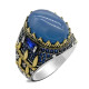Nuevo Anillo de piedra de ágata Natural, anillo de plata 925 para hombre, tendencia turca, anillo de boda Vintage auspicioso - malaquita tienda 36