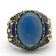 Nuevo Anillo de piedra de ágata Natural, anillo de plata 925 para hombre, tendencia turca, anillo de boda Vintage auspicioso - malaquita tienda 36