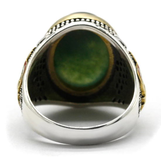 Anillo de plata S925, piedra de ágata india Natural hecha a mano, regalo de fiesta y Festival para hombre, anillo conmemorativo de diseño Retro - malaquita tienda 36