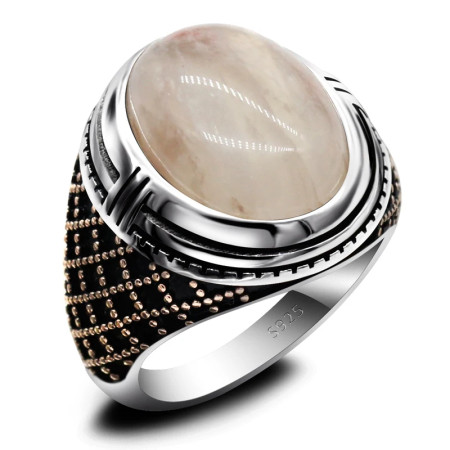 Anillo de plata de ley S925 para hombre, joyería clásica Vintage de cuarzo Natural hecha a mano, regalo para fiesta y vacaciones Anillo de plata de ley S925 para hombre, joyería clásica Vintage de cuarzo Natural hecha a mano, regalo para fiesta y vacaciones