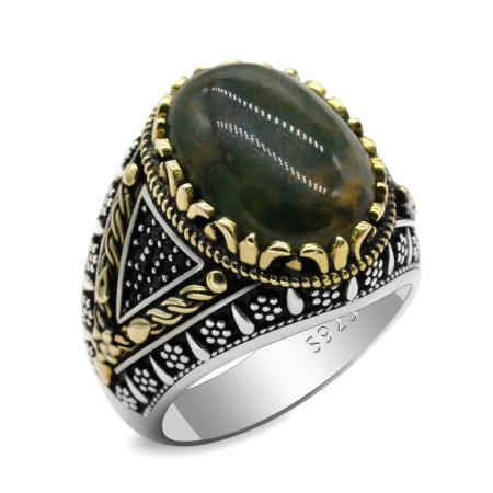 Nuevo anillo ovalado de plata 925 con piedra de ágata india Natural, joyería a la moda para hombres y mujeres, anillo de compromiso/boda de tendencia Punk turca Nuevo anillo ovalado de plata 925 con piedra de ágata india Natural, joyería a la moda para hombres y mujeres, anillo de compromiso/boda de tendencia Punk turca