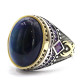 Anillo de plata S925, anillo de ojo de tigre azul para hombres, joyería de diseño tallado, regalo de cumpleaños único hecho a mano - malaquita tienda 36