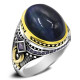 Anillo de plata S925, anillo de ojo de tigre azul para hombres, joyería de diseño tallado, regalo de cumpleaños único hecho a mano - malaquita tienda 36