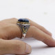 Anillo de plata S925, anillo de ojo de tigre azul para hombres, joyería de diseño tallado, regalo de cumpleaños único hecho a mano - malaquita tienda 36