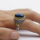 Anillo de plata S925, anillo de ojo de tigre azul para hombres, joyería de diseño tallado, regalo de cumpleaños único hecho a mano - malaquita tienda 36