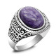 Anillo de plata 925 para hombre con piedra de dragón púrpura Natural, joyería de plata, regalos del Día de San Valentín, anillos de compromiso para hombre y mujer - malaquita tienda 36