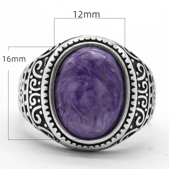 Anillo de plata 925 para hombre con piedra de dragón púrpura Natural, joyería de plata, regalos del Día de San Valentín, anillos de compromiso para hombre y mujer - malaquita tienda 36
