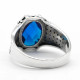 Anillo de plata de ley S925 con gema azul de corte A de grado, joyería de fiesta hecha a mano para regalo de Festival de Türkiye para hombres - malaquita tienda 36