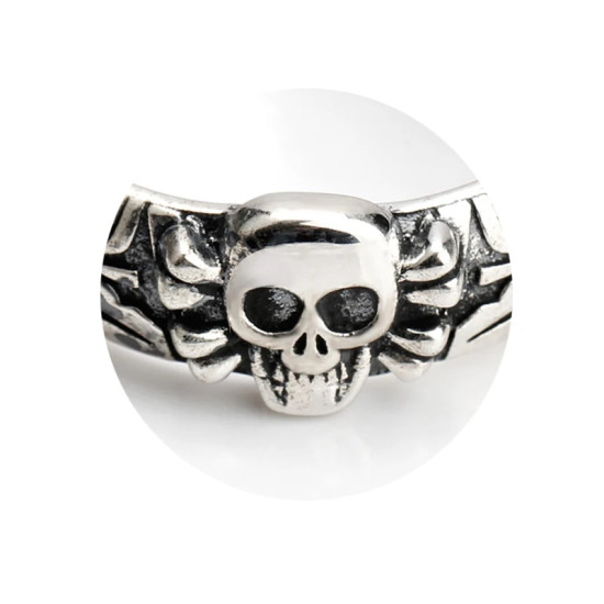 Anillo punk neutro de plata de ley S925, anillo gótico de Jesús cruzado, joyería de rock y2k, anillo esqueleto - malaquita tienda 36