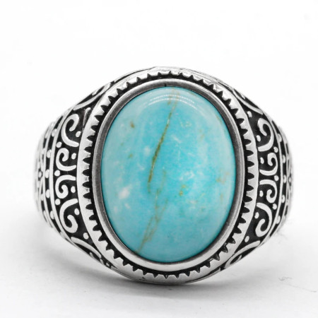 Anillo de plata pura S925 para hombre, regalo hecho a mano de turquesa natural, joyería, regalo del Día de San Valentín, anillo de compromiso para hombres y mujeres Anillo de plata pura S925 para hombre, regalo hecho a mano de turquesa natural, joyería, regalo del Día de San Valentín, anillo de compromiso para hombres y mujeres