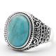 Anillo de plata pura S925 para hombre, regalo hecho a mano de turquesa natural, joyería, regalo del Día de San Valentín, anillo de compromiso para hombres y mujeres - malaquita tienda 36