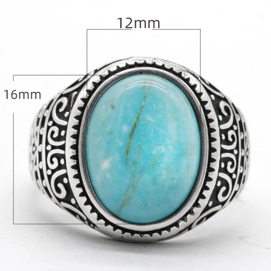 Anillo de plata pura S925 para hombre, regalo hecho a mano de turquesa natural, joyería, regalo del Día de San Valentín, anillo de compromiso para hombres y mujeres - malaquita tienda 36