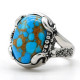 Anillo de Plata de Ley 925 pura con piedra turquesa Natural para hombre, anillo de sello con líneas de garra estampadas, anillo de fiesta Vintage, joyería fina - malaquita tienda 36