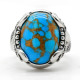 Anillo de Plata de Ley 925 pura con piedra turquesa Natural para hombre, anillo de sello con líneas de garra estampadas, anillo de fiesta Vintage, joyería fina - malaquita tienda 36