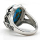Anillo de Plata de Ley 925 pura con piedra turquesa Natural para hombre, anillo de sello con líneas de garra estampadas, anillo de fiesta Vintage, joyería fina - malaquita tienda 36