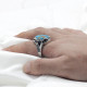 Anillo de Plata de Ley 925 pura con piedra turquesa Natural para hombre, anillo de sello con líneas de garra estampadas, anillo de fiesta Vintage, joyería fina - malaquita tienda 36