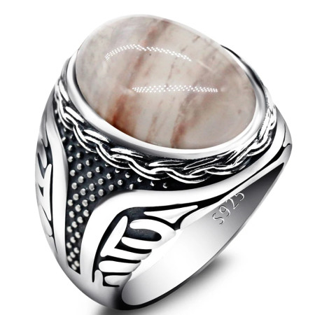 Anillo hecho a mano para hombre, plata S925, Vintage, Türkiye, regalo de fiesta navideña, anillo de regalo de piedra de cuarzo Natural Anillo hecho a mano para hombre, plata S925, Vintage, Türkiye, regalo de fiesta navideña, anillo de regalo de piedra de cuarzo Natural