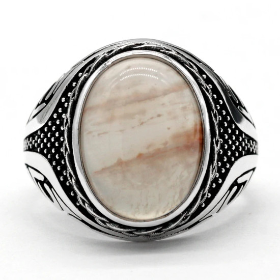 Anillo hecho a mano para hombre, plata S925, Vintage, Türkiye, regalo de fiesta navideña, anillo de regalo de piedra de cuarzo Natural - malaquita tienda 36