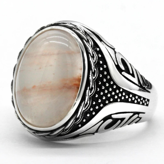 Anillo hecho a mano para hombre, plata S925, Vintage, Türkiye, regalo de fiesta navideña, anillo de regalo de piedra de cuarzo Natural - malaquita tienda 36