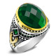 Anillo de plata S925, piedra de cristal cúbica verde, regalo hecho a mano, regalo de joyería de fiesta de lujo vintage - malaquita tienda 36