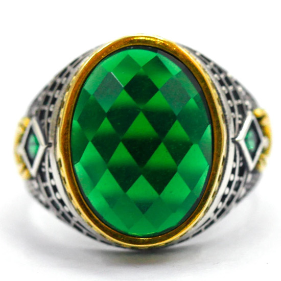 Anillo de plata S925, piedra de cristal cúbica verde, regalo hecho a mano, regalo de joyería de fiesta de lujo vintage - malaquita tienda 36
