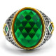 Anillo de plata S925, piedra de cristal cúbica verde, regalo hecho a mano, regalo de joyería de fiesta de lujo vintage - malaquita tienda 36