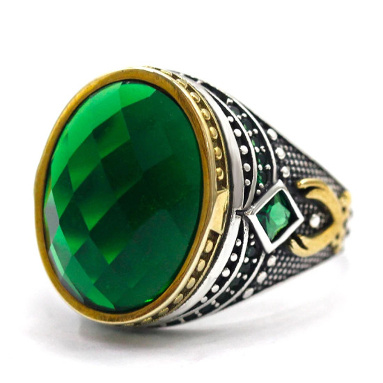 Anillo de plata S925, piedra de cristal cúbica verde, regalo hecho a mano, regalo de joyería de fiesta de lujo vintage - malaquita tienda 36