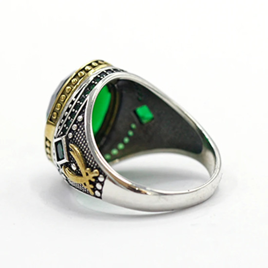 Anillo de plata S925, piedra de cristal cúbica verde, regalo hecho a mano, regalo de joyería de fiesta de lujo vintage - malaquita tienda 36