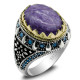 Anillo de plata pura S925, cristal de dragón púrpura natural vintage, lujoso estilo punk, regalo hecho a mano para hombres - malaquita tienda 36