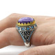 Anillo de plata pura S925, cristal de dragón púrpura natural vintage, lujoso estilo punk, regalo hecho a mano para hombres - malaquita tienda 36
