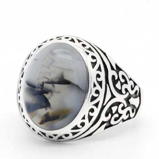 Anillos de boda de 100% Plata de Ley 925 para hombres y mujeres, piedra de ágata Natural ovalada, anillo de sello estilo Punk de mariposa Vintage - malaquita tienda 36