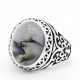 Anillos de boda de 100% Plata de Ley 925 para hombres y mujeres, piedra de ágata Natural ovalada, anillo de sello estilo Punk de mariposa Vintage - malaquita tienda 36