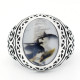 Anillos de boda de 100% Plata de Ley 925 para hombres y mujeres, piedra de ágata Natural ovalada, anillo de sello estilo Punk de mariposa Vintage - malaquita tienda 36
