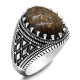 Anillo de piedra caliza Natural para hombre, Plata de Ley 925, anillos clásicos geométricos Vintage con piedras preciosas originales, joyería turca - malaquita tienda 36
